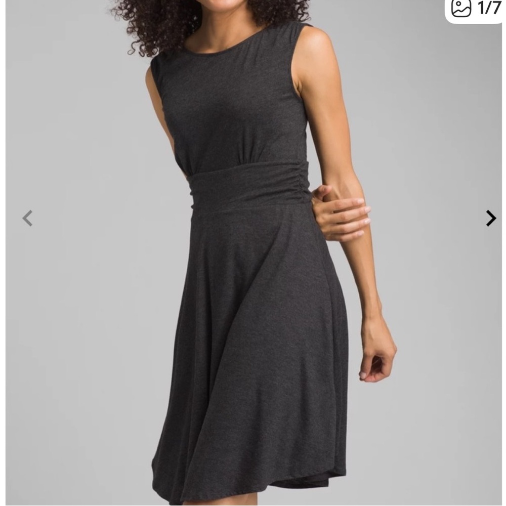 Prana Jola dress organic cotton fit and flare scoop back size small below knee